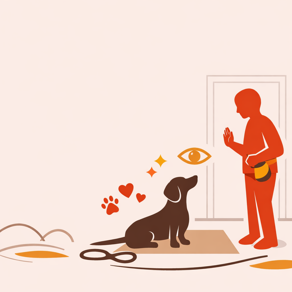 A minimalist modern flat vector illustration on a soft beige-pink background (#f1e6e3) with plenty o